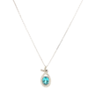 Natural Greenish Blue 1.37ctw Tourmaline With .14ctw Diamond Accents In 18kt White Gold On An Adjustable 18in  Chain Weighing A Total Of 5.5g Comes With GIA Report