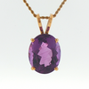 Natural 18ctw Amethyst Pendant On 20in Rope Chain In 14kt Yellow Gold