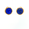 Estate Lapis & Diamond Earring In 14kt Yellow Gold