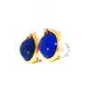 Estate Lapis & Diamond Earring In 14kt Yellow Gold