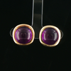 Vintage Cabachon Amethyst Earrings In 14kt Yellow Gold