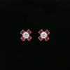1.78ct Natural Diamond 1.07ctw Natural Ruby Friction Back Earrings In Platinum