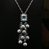 15Ctw Natural Aquamarine With .5Ctw Diamond Accents & 9.5mm Pearls In 14kt White Gold Necklace & Earring Set