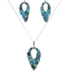 White Gold and 18ct Multi-color Topaz Pendant and Earrings Set in 14K White Gold
