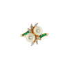 Pearl, Diamond, and Emerald Ring set in 14K Gold