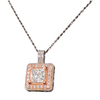 Natural 1 CTW Princess Cut Diamond Pendant Set in 14K White and Rose Gold