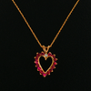 Ruby and Diamond Heart Pendant and Necklace set in 14K Gold