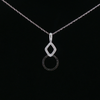 Estate Black and White Diamond Pendant with Necklace Set in 14K White Gold