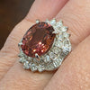 4.89ctw Pinkish Peach Natural Tourmaline & 1.22ctw Natural Diamond Ring In Platinum