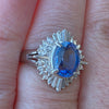 3.11ctw Natural Sapphire In Platinum & .56ctw Natural Diamond Accent