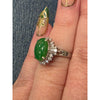 4.18ctw Natural Jade Ring With .48ctw Natural Diamond Accents In Platinum