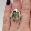 Pixilated Cut Watermelon Tourmaline 11ctw With 1.23ctw Diamond Accent Ring In Platinum