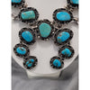 Natural Handmade Native American Turquoise & Squash Blosssom Necklace In Sterling Silver 24in Weighs 216g