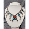 Handmade Native American Bird Claw Necklace With Red & Blue Turquoise 20in Weighs 90g