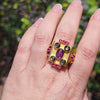 22kt Yellow Gold Men's Ring 1ctw Rubies 2ctw Star Rubies 3ctw Black Star Sapphires