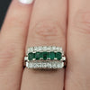 Natural .70ctw Estate Emerald Ring With .27ctw Diamond Accents In Platinum