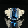Natural Emerald Cut 3.07ctw Sapphire With .2ctw Diamond Accents & Platinum Ring