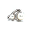 Mikimoto Diamond (VS/D) & Pearl 18kt White Gold Ring Weighing 10g