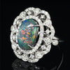 Natural Australian 2.65ctw Black Opal Ring With .92ctw Diamond Accents In Platinum 8.70g
