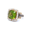 Le Vian 5ctw Peridot Ring With .75 White & .3ctw Chocolate Diamond Accents In 18kt Yellow Gold Weighing 10g