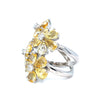 Natural 11.22ctw Yellow Sapphire Flower Ring With .24ctw Diamond accents In 18kt White Gold
