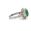 4.18ctw Natural Jade Ring With .48ctw Natural Diamond Accents In Platinum