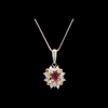 Natural .41ctw Ruby & .23ctw Diamond Pendant In 18kt Yellow Gold And Platinum With Adjustable Chain