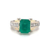 Natural 2.05ctw Brazilian Emerald Ring With .60ctw Diamond Accents In two toned 14kt Gold Includes GIA Report