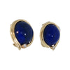 Estate Lapis & Diamond Earring In 14kt Yellow Gold