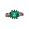 Natural Colombian Emerald and Diamond Ring Set in Platinum