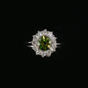 Demantoid Garnet and Diamond Ring Set in Platinum