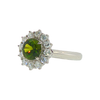 Demantoid Garnet and Diamond Ring Set in Platinum