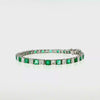 Natural Colombian Emerald and Princess Cut Diamond Tennis Bracelet set in 18K White Gold