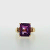 Large 5.9 ct Amethyst and .10 ctw Diamond Ring Set in 14K Gold