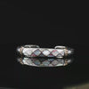 Estate Sterling Silver, Mother of Pearl, and 14K Gold Beaded Cuff Bracelet