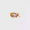 Estate 1/2 CTW Diamond and 1/4 CTW Ruby Cluster Ring in 18K Textured Gold